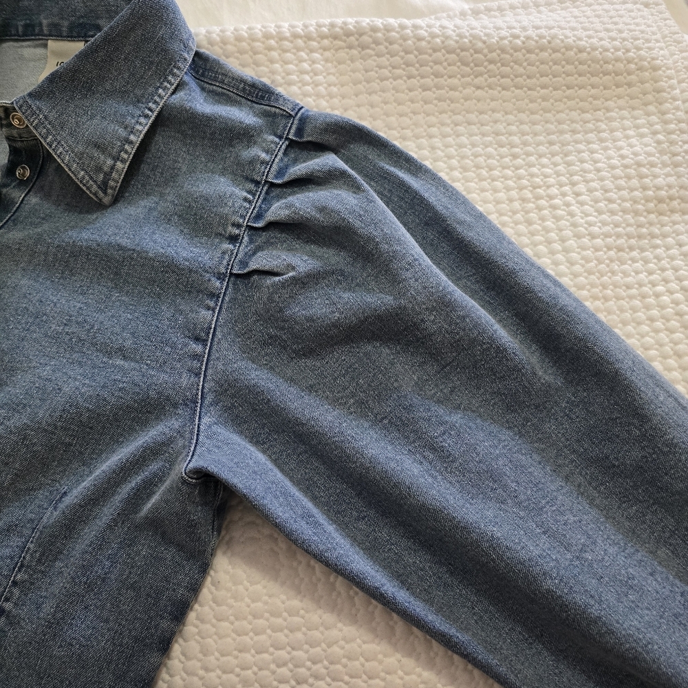 Ichi Long Sleeve Shirt Dress in Denim Blue - Picture 8 of 14